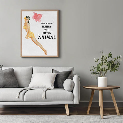 Posterizer 1 pcs-Pin-up Style decor-wash your hands-Inspirational Women's Art-Comedy Art-Bathroom, restroom Decor- UNFRAMED Wall Art...